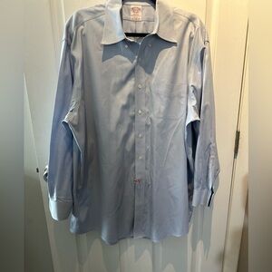 Brooks Brothers Shirt Adult 17.5 33 Non Iron Madison Blue SOLID Button Down